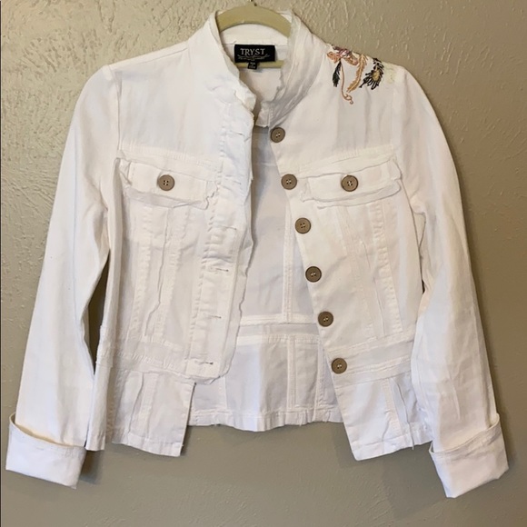 petite white jean jacket